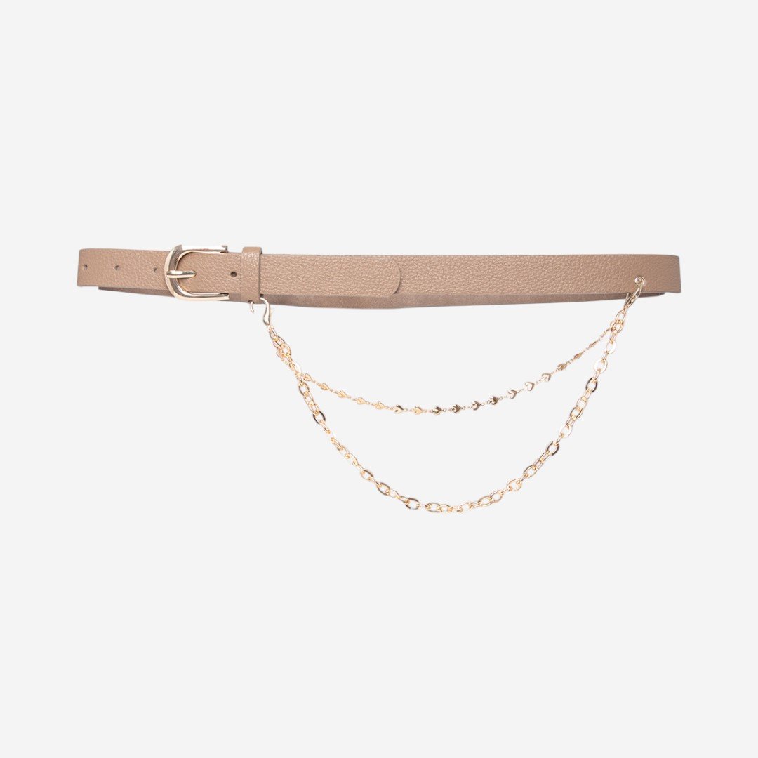 Cinto Feminino Com Corrente Bege Bege 2
