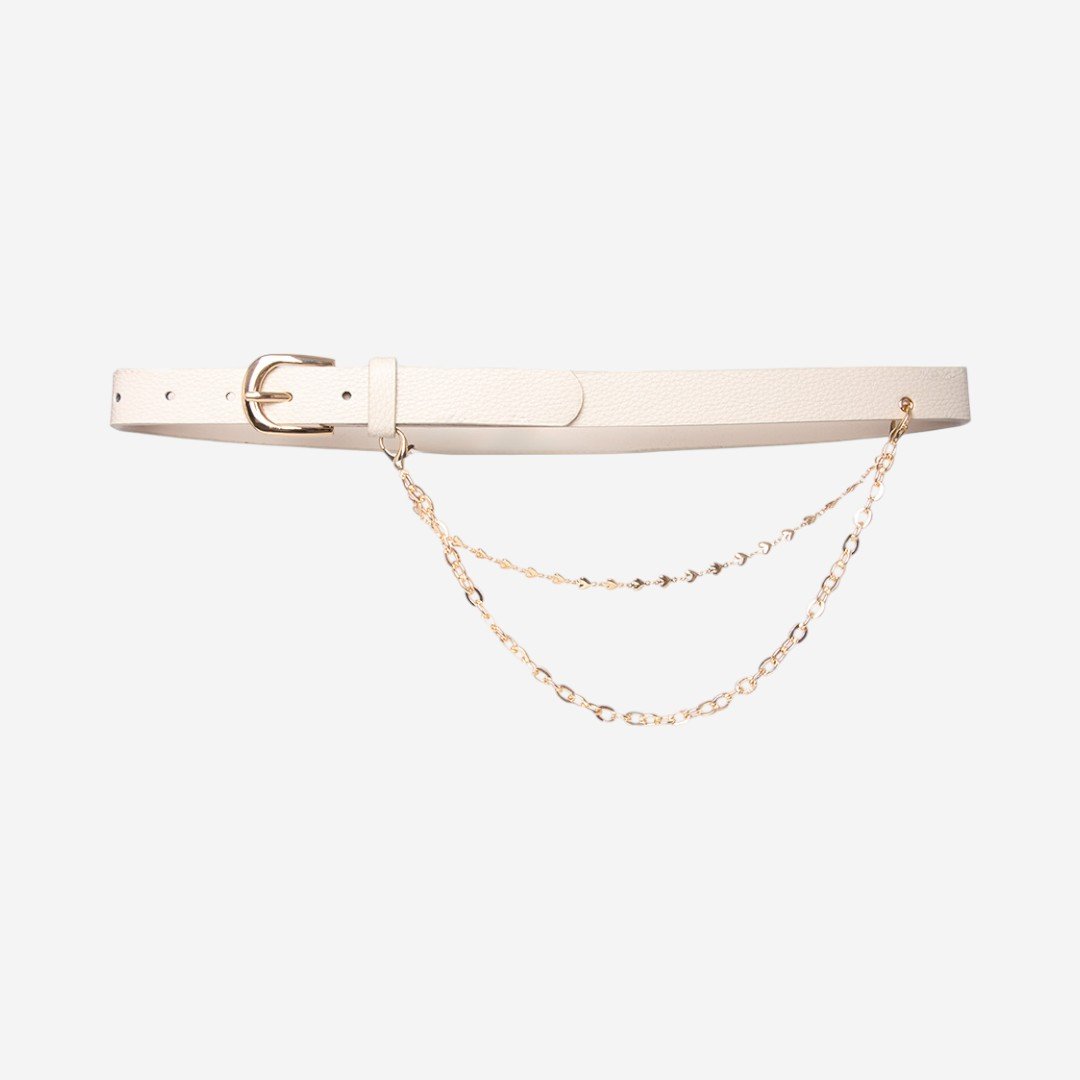 Cinto Feminino Com Corrente Off White Branco 2
