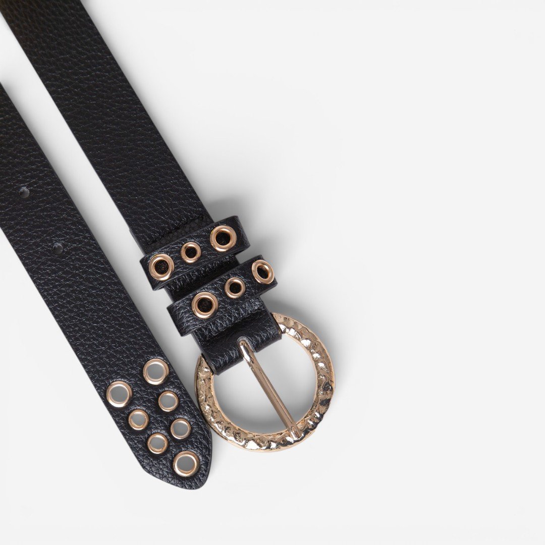 Cinto Feminino Com Ilhós Gold Preto Preto 2