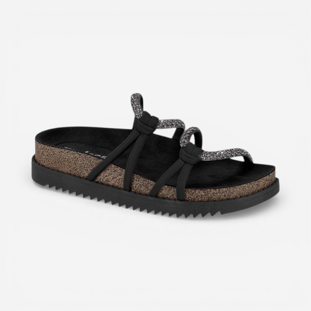 Tamanco Papete Moleca Com Strass Preto Preto 2