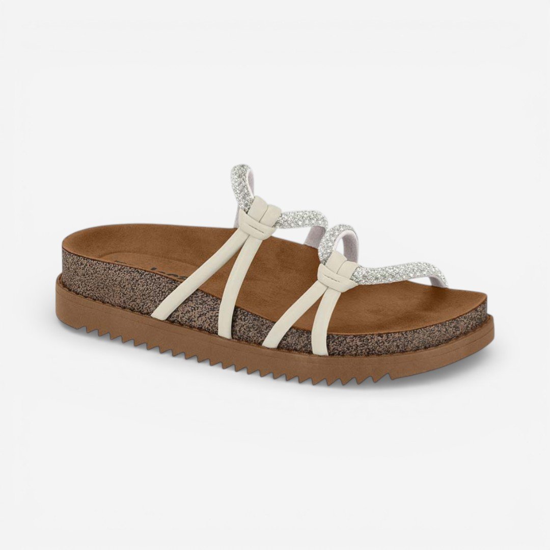 Tamanco Papete Moleca Com Strass Off White