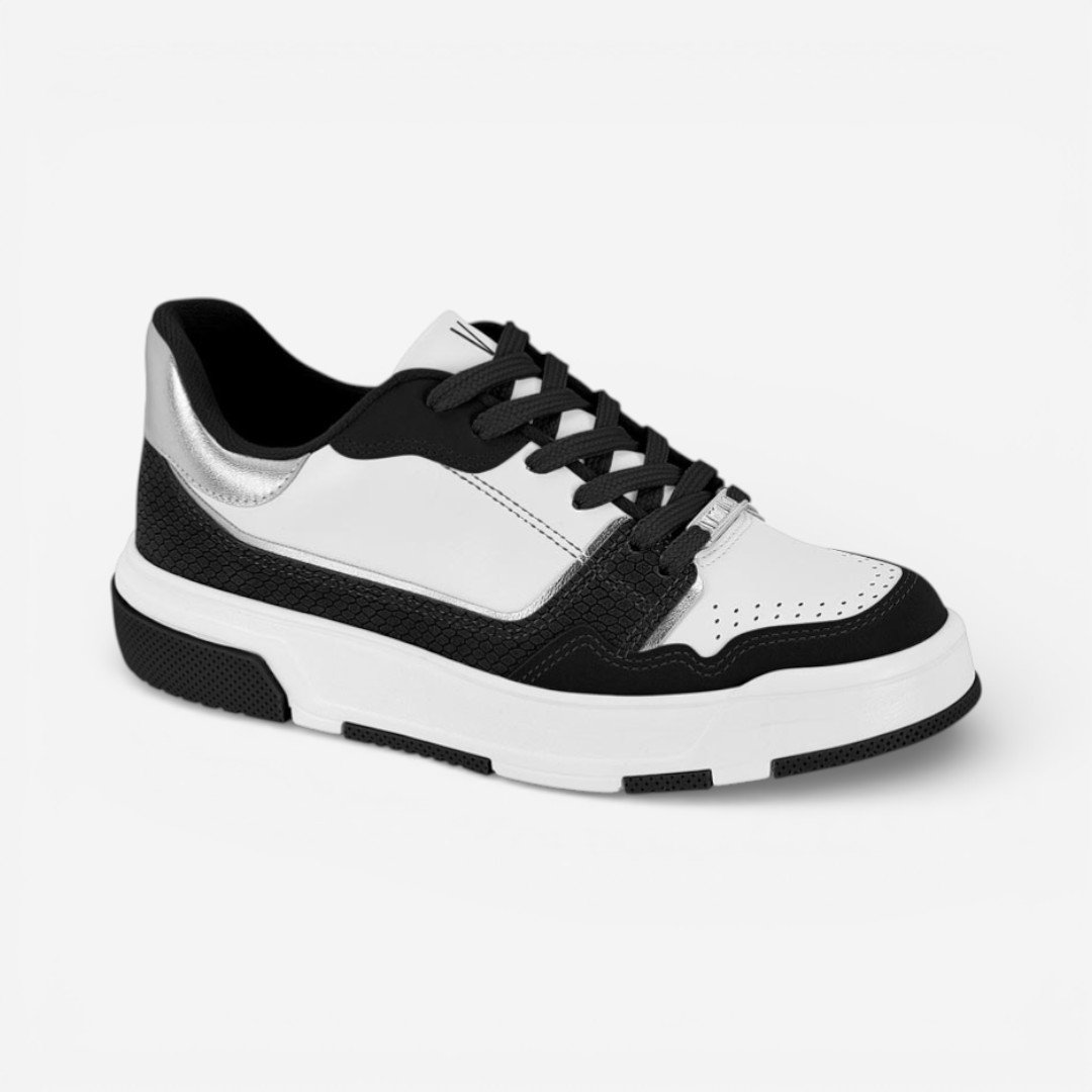 Tênis Vizzano Casual Feminino Branco/Preto Branco 2