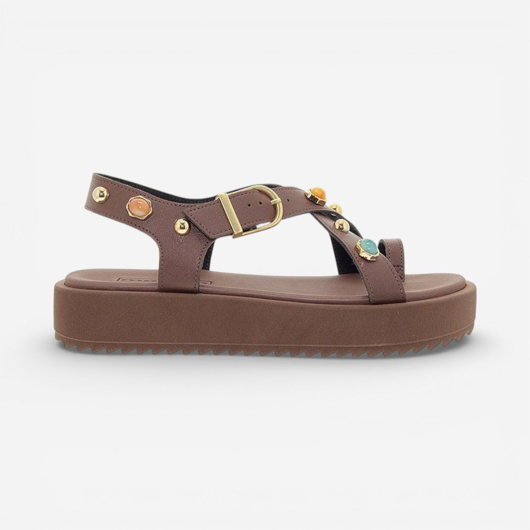 Sandália Flat Moleca Boho Marrom