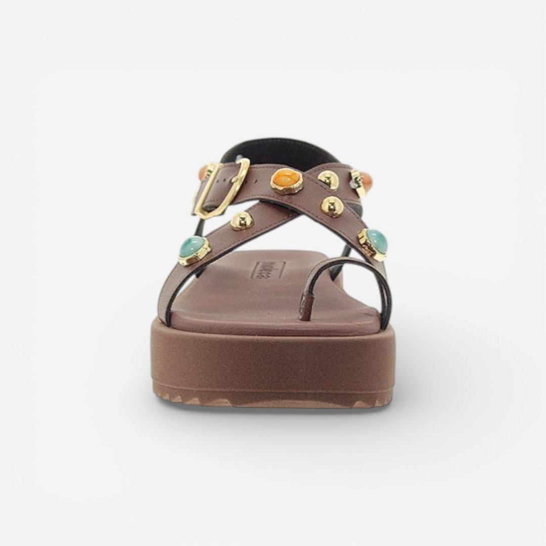 Sandália Flat Moleca Boho Marrom Marrom 3