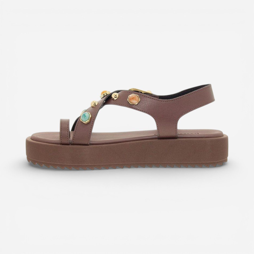 Sandália Flat Moleca Boho Marrom Marrom 4