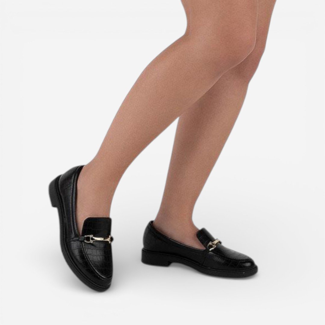 Sapato Loafer Moleca Croco Preto Preto 2