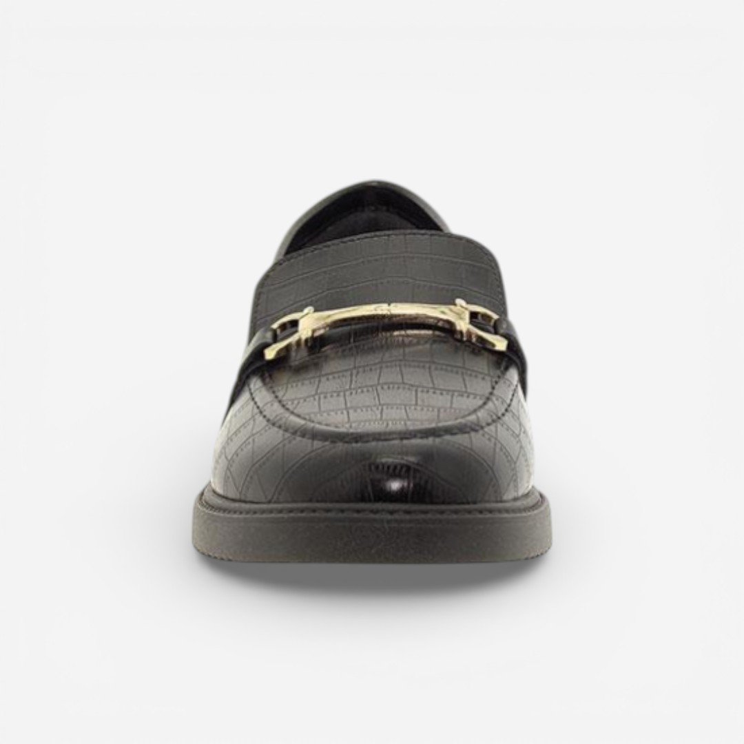Sapato Loafer Moleca Croco Preto Preto 3