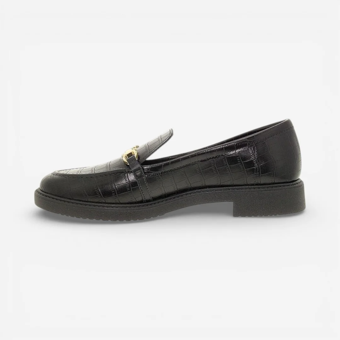 Sapato Loafer Moleca Croco Preto Preto 4