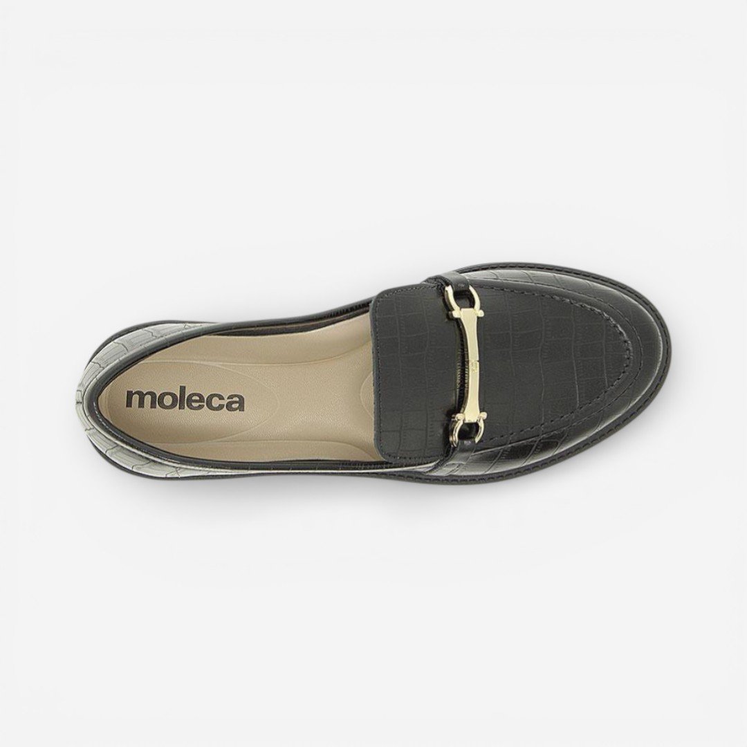 Sapato Loafer Moleca Croco Preto Preto 6