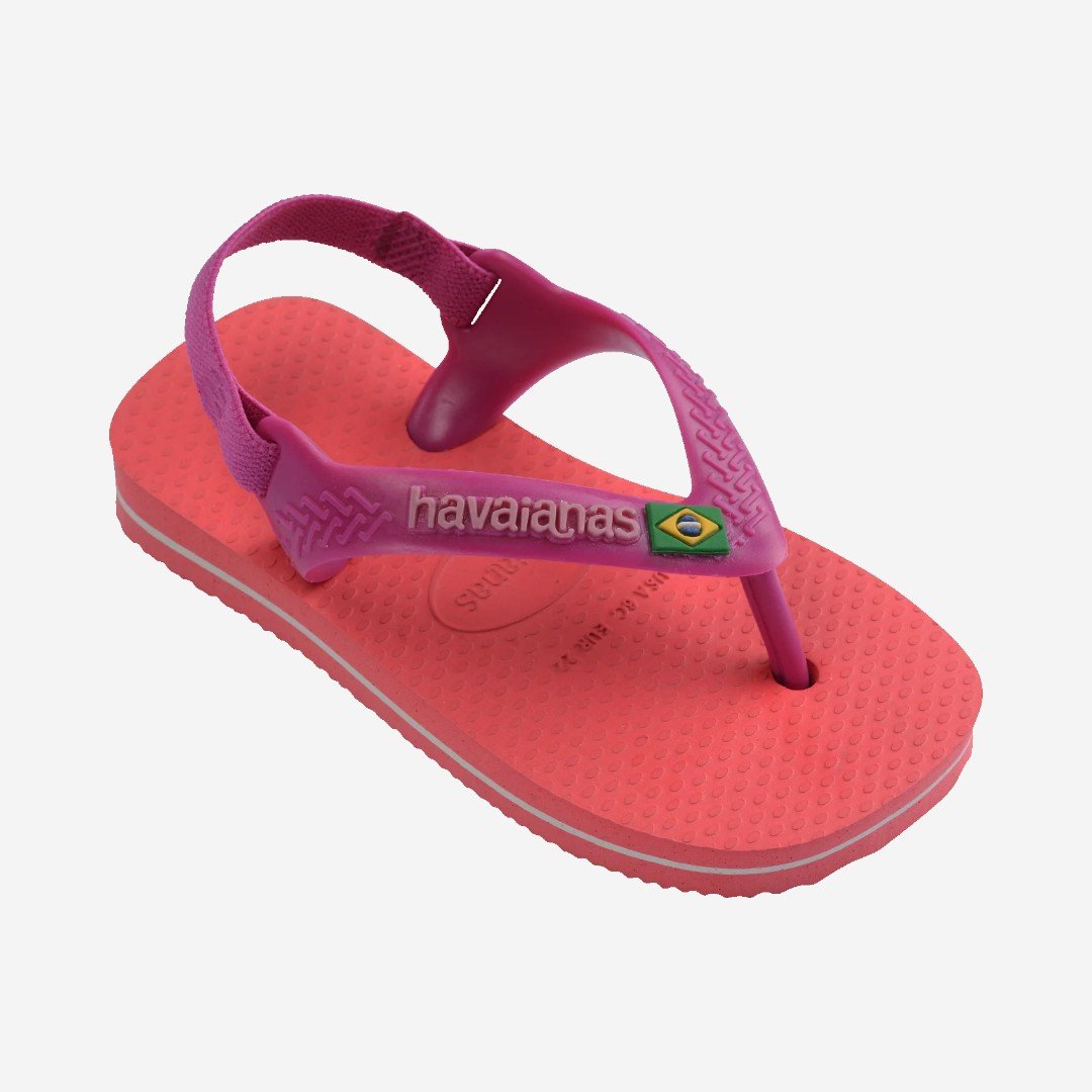 Chinelo Havaianas Baby Brasil Logo Coral Rosa 2