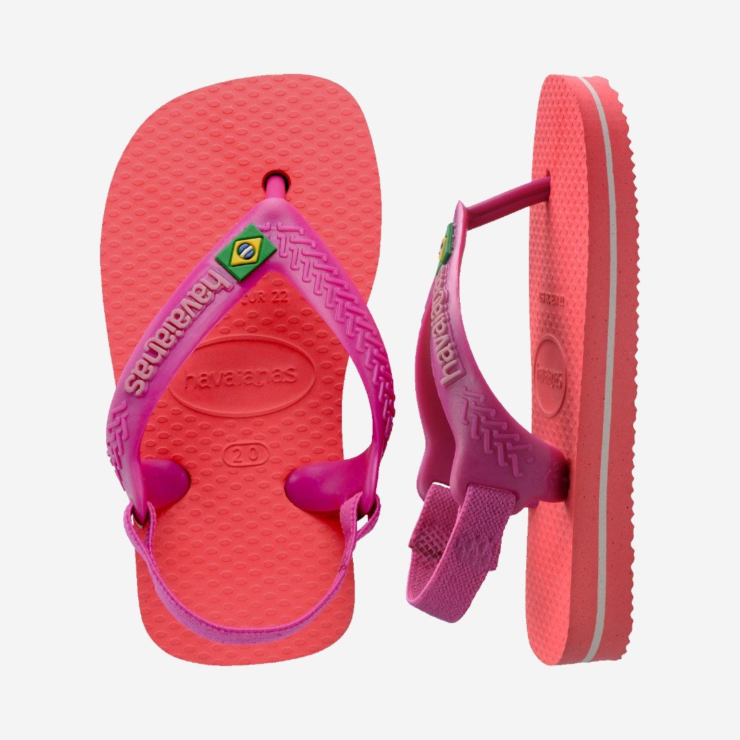 Chinelo Havaianas Baby Brasil Logo Coral Rosa 3