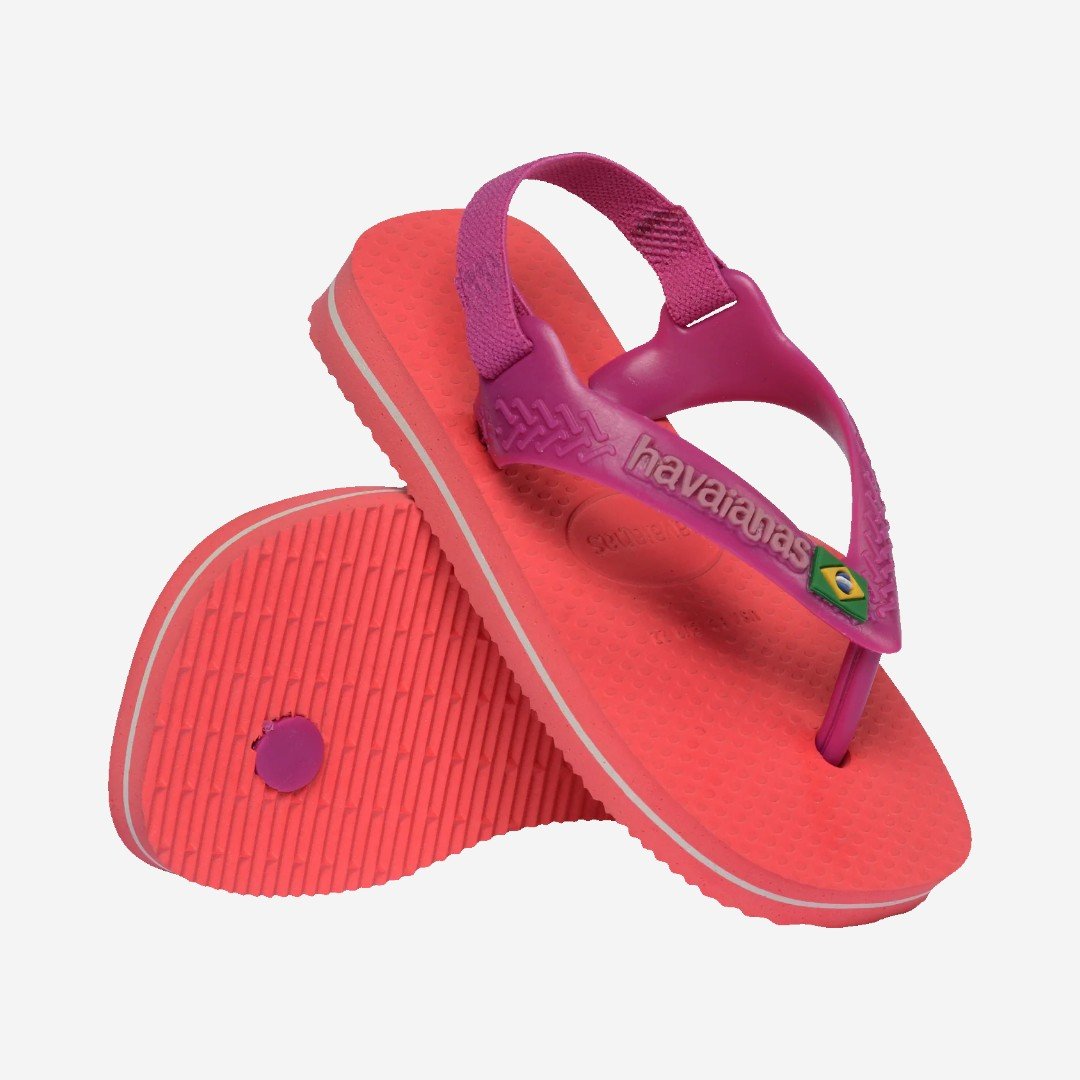 Chinelo Havaianas Baby Brasil Logo Coral Rosa 5