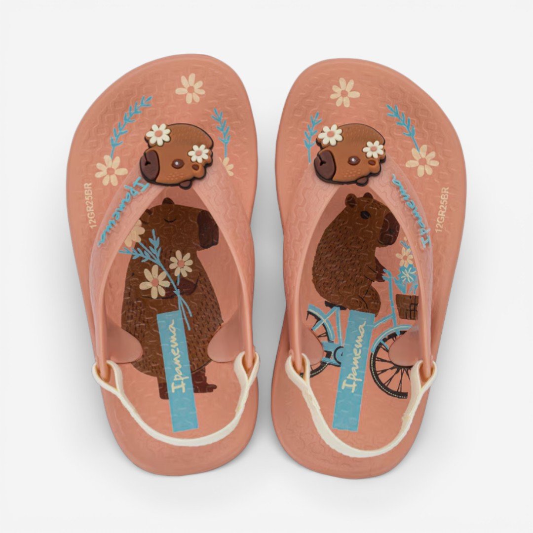 Chinelo De Bebê Ipanema Capivara Bege Rosa 2