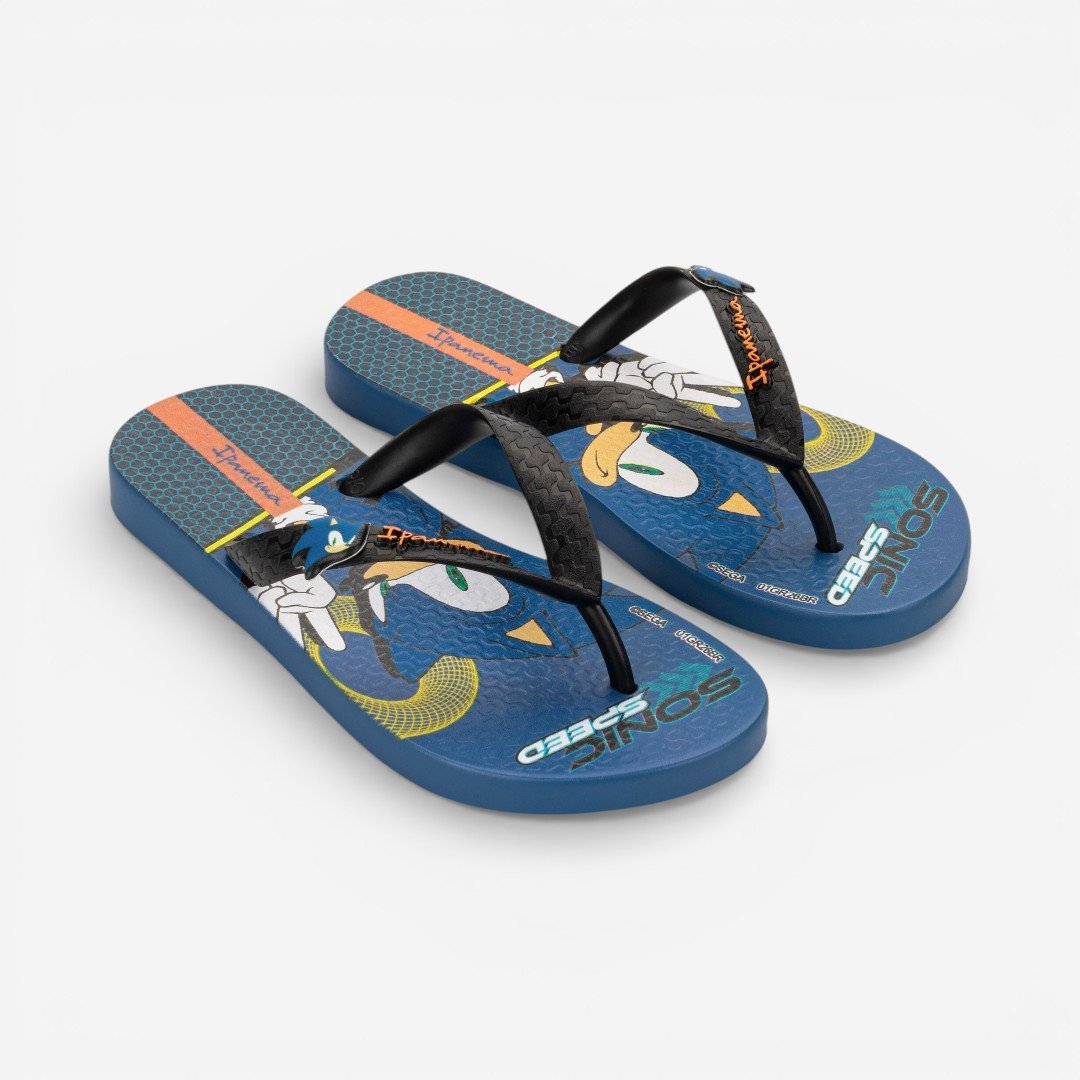 Chinelo Ipanema Sonic Lets Infantil Azul Escuro Preto 2