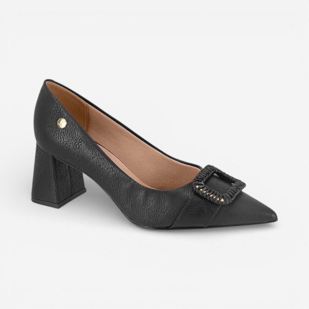Sapato Scarpin Vizzano Salto Bloco Preto Preto 2