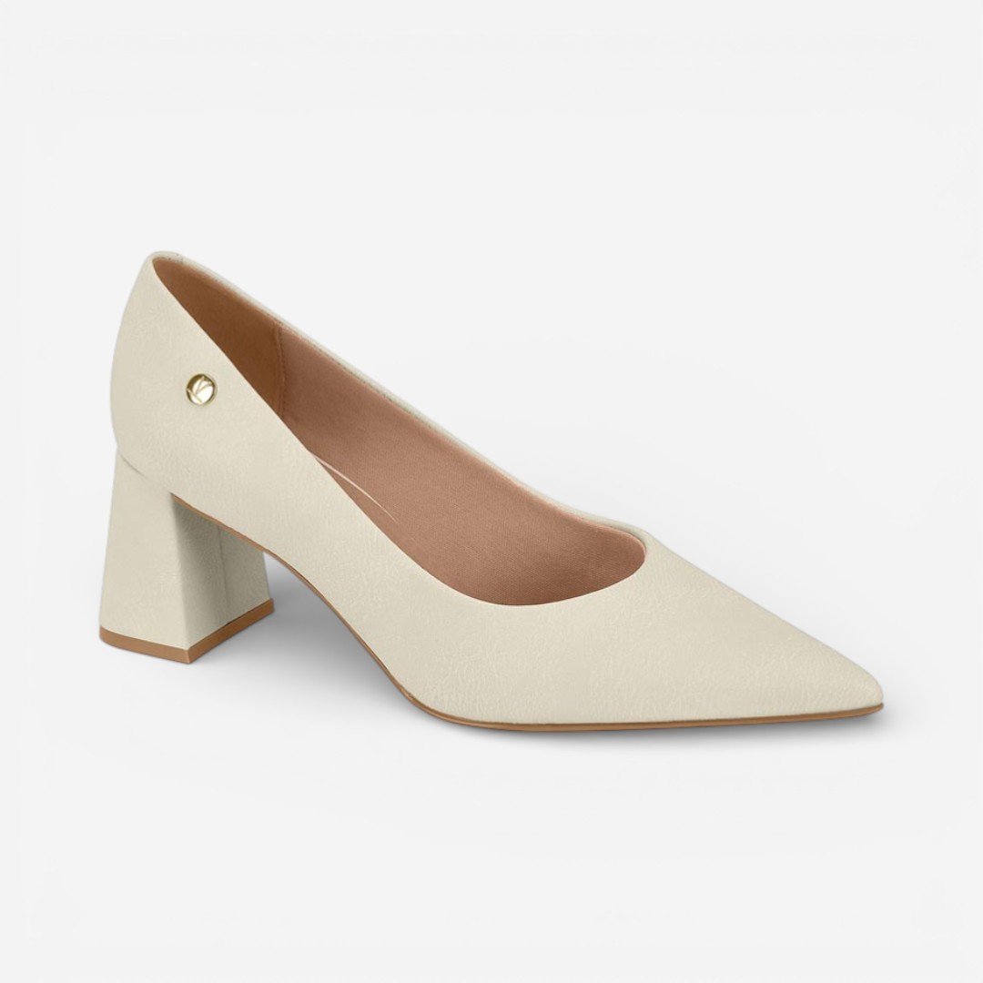 Sapato Scarpin Vizzano Salto Bloco Off White