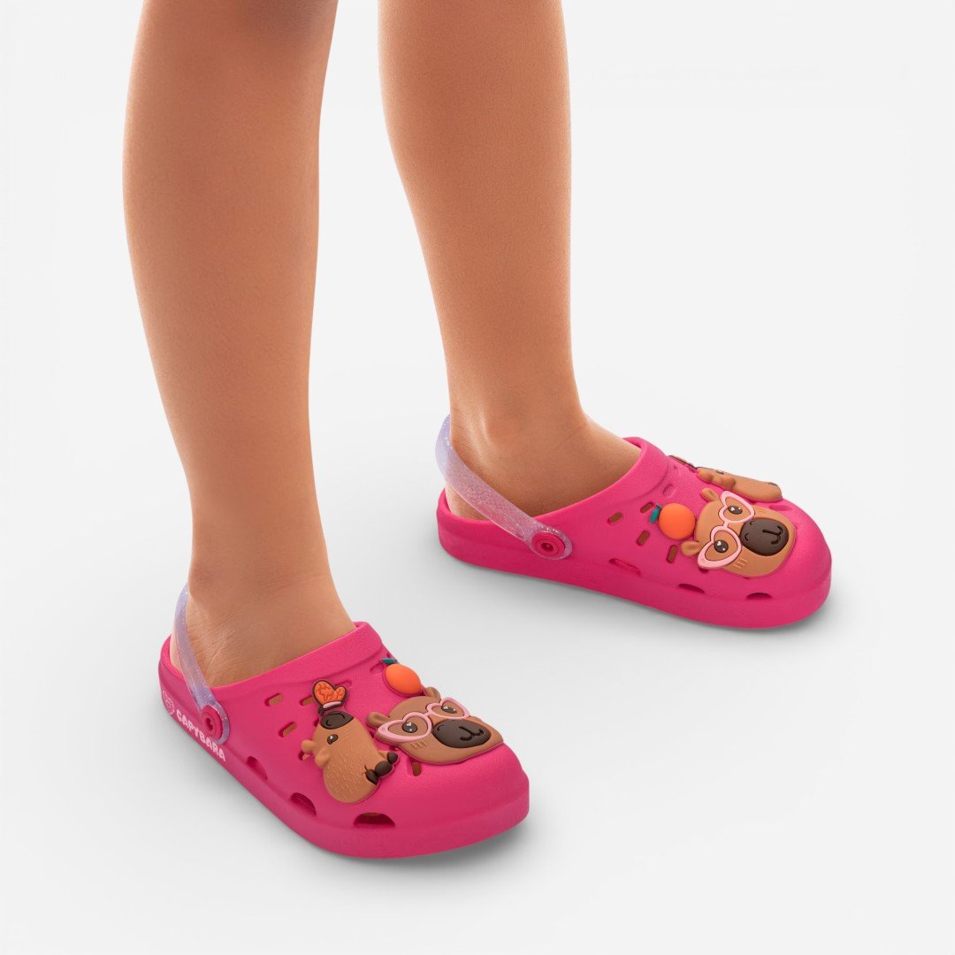 Babuche Infantil Capivara Hype Grendene Kids Rosa Rosa 3