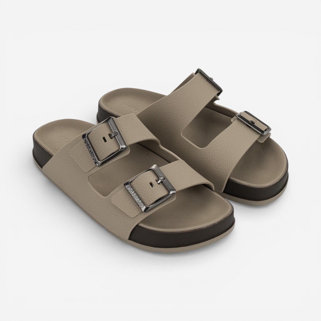 Chinelo Slide Marrom Milão Plus Cartago Bege 4