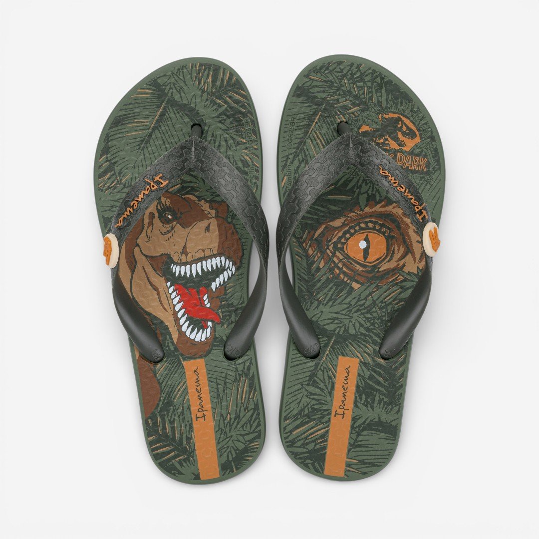 Chinelo Ipanema Jurrassic Park Infantil Verde