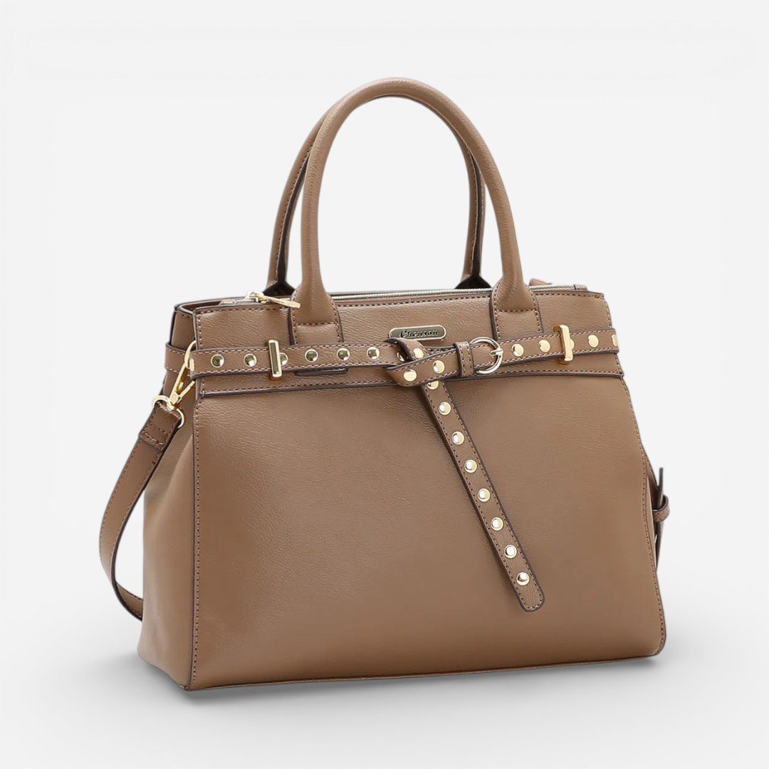 Bolsa Feminina Chenson Mão Detalhe Rebites Natural