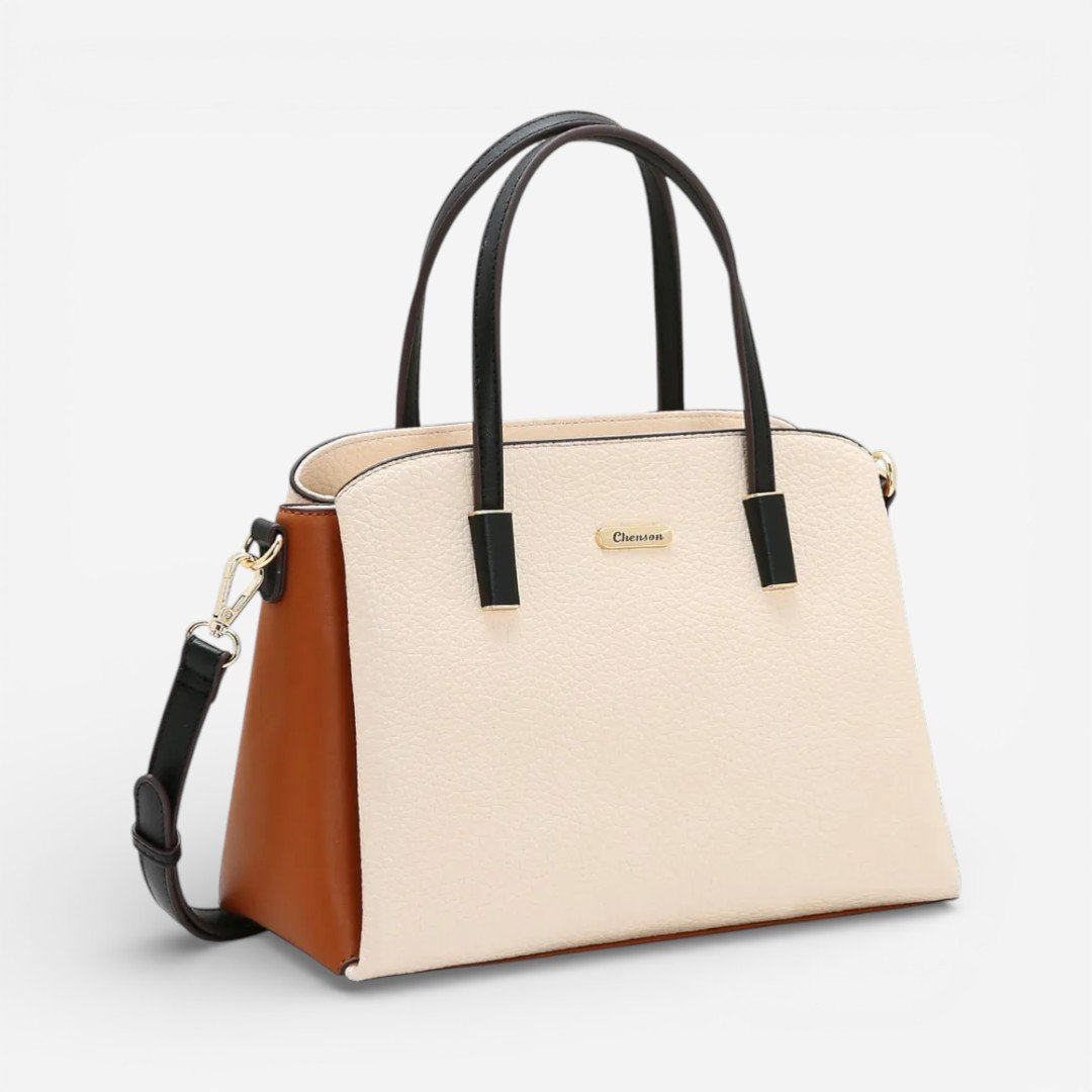 Bolsa Feminina Chenson Mão Contrastes Bege
