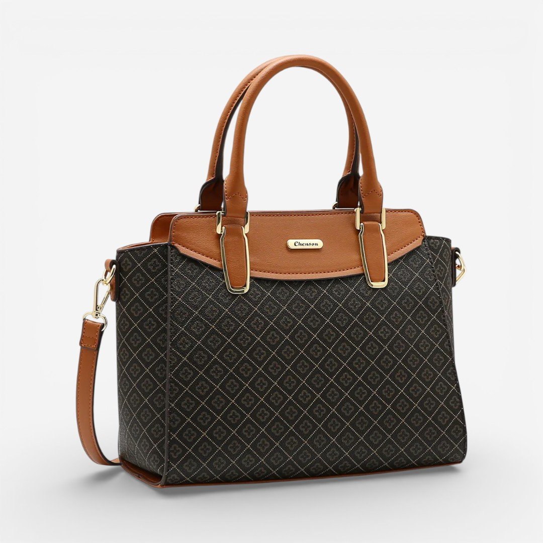 Bolsa Feminina Chenson Mão Elemento Gráfico Café