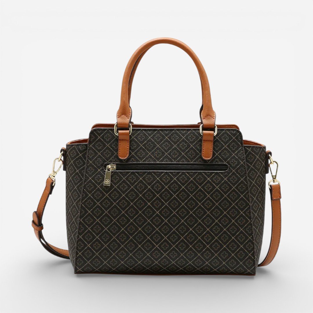 Bolsa Feminina Chenson Mão Elemento Gráfico Café Preto 2