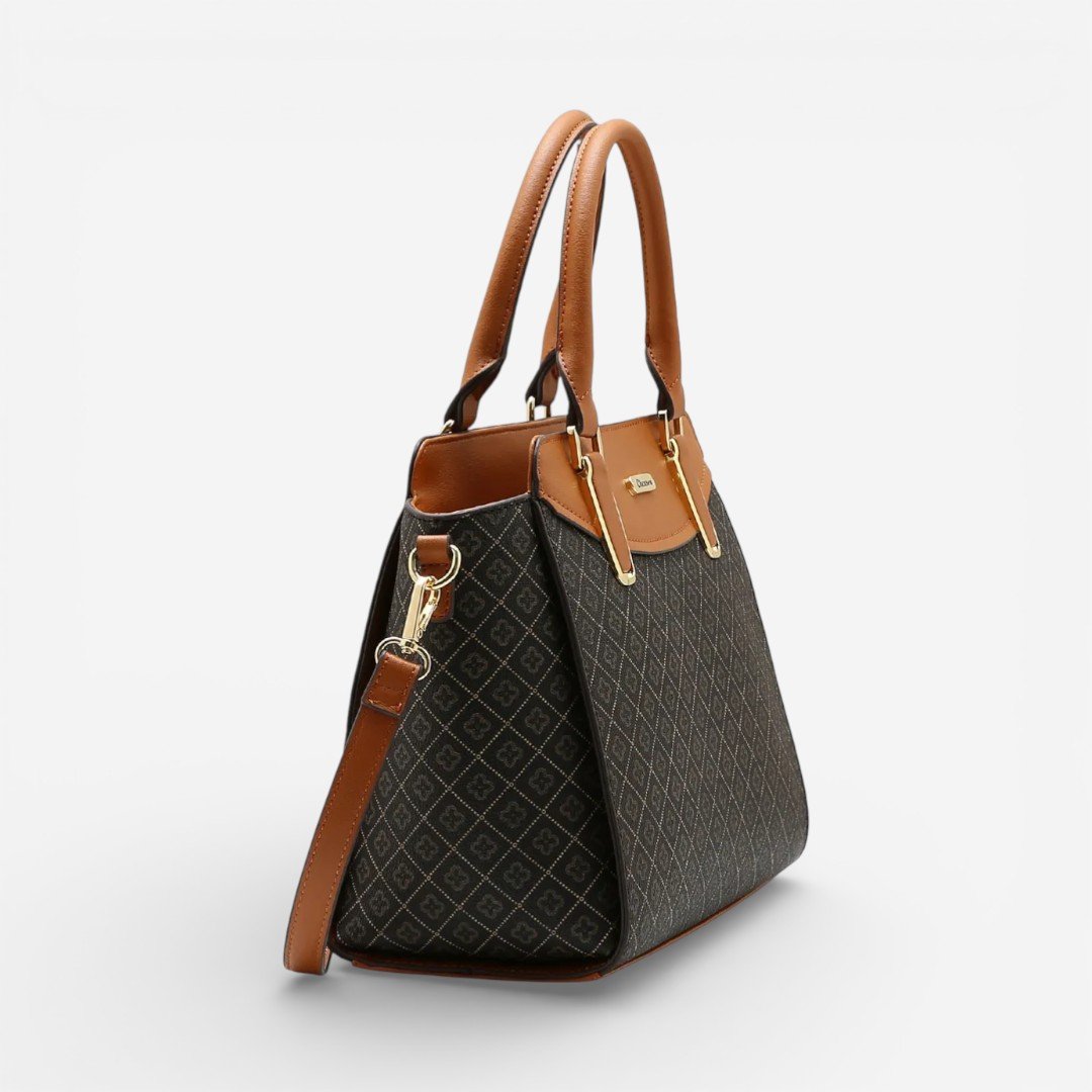 Bolsa Feminina Chenson Mão Elemento Gráfico Café Preto 4