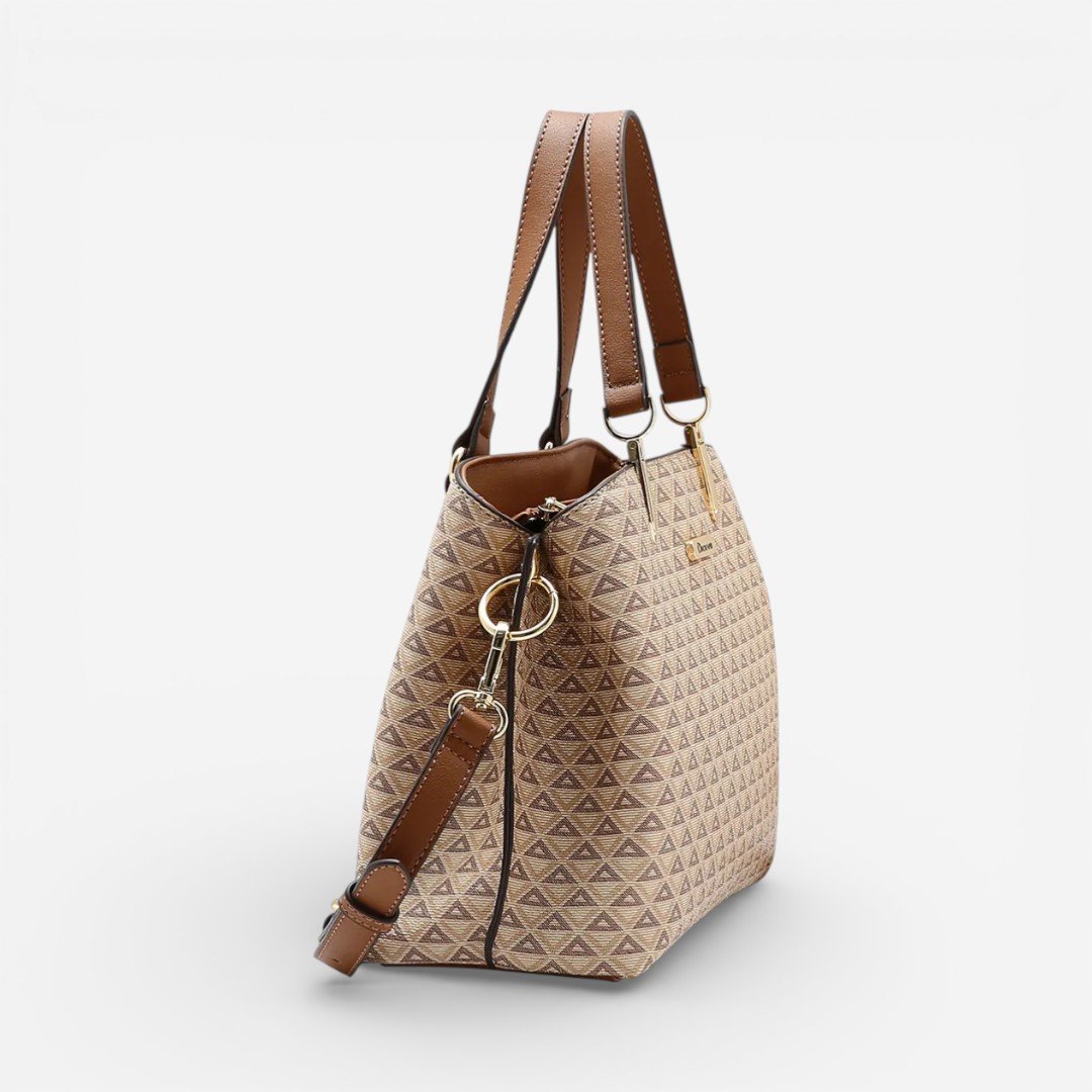 Bolsa Feminina Chenson Mão New Elemento Gráfico Bege Bege 3