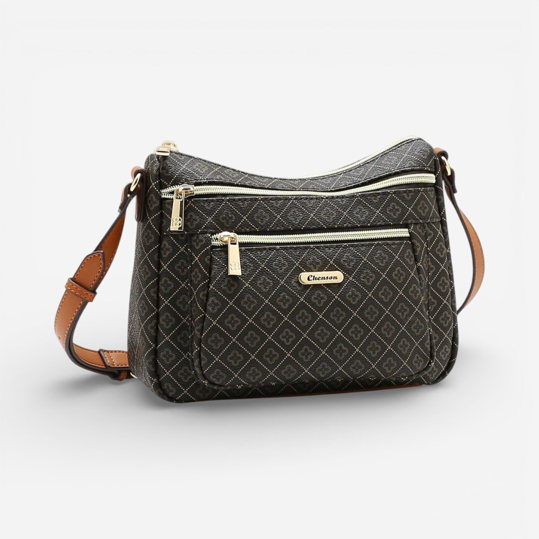 Bolsa Feminina Chenson Transversal Elemento Gráfico Café