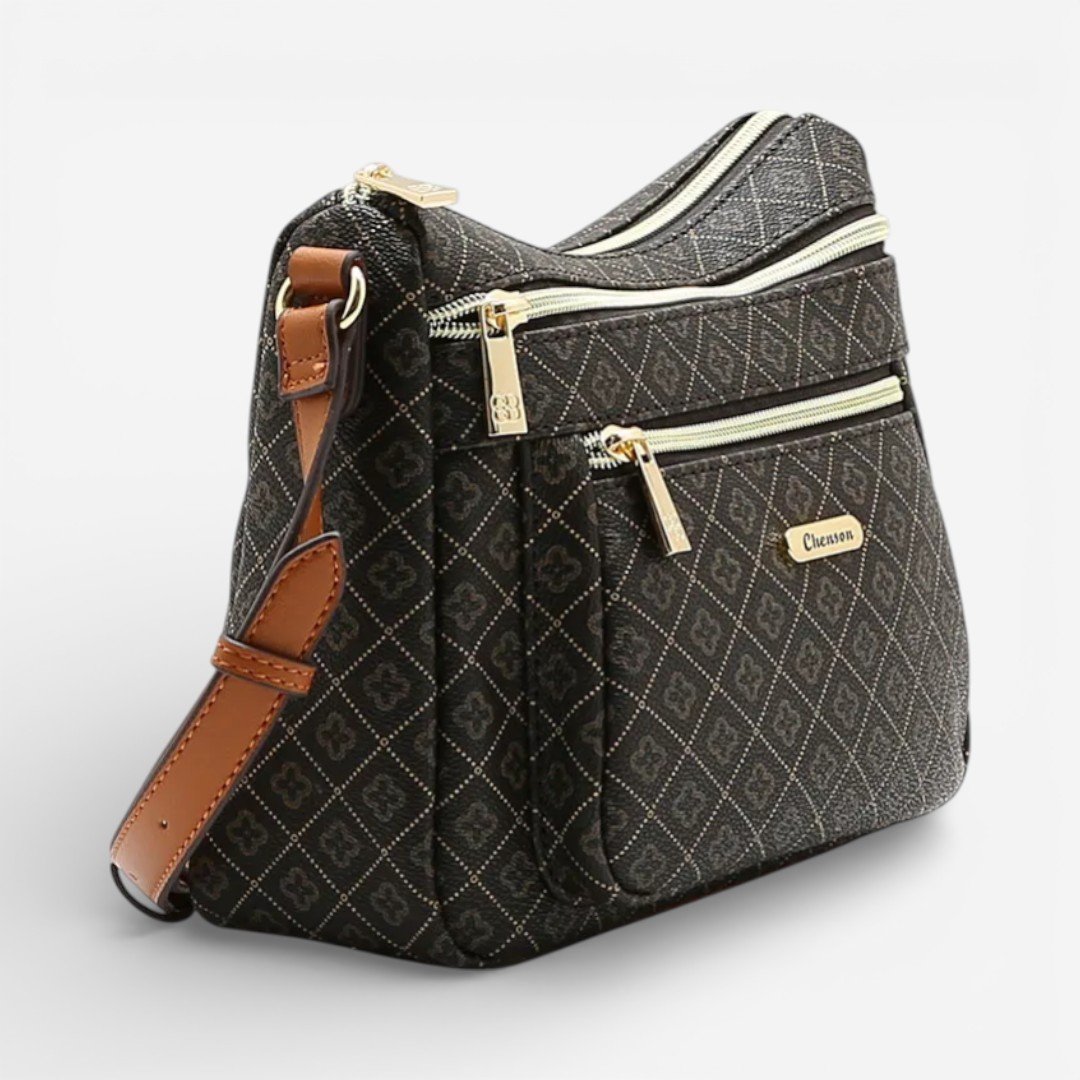 Bolsa Feminina Chenson Transversal Elemento Gráfico Café Preto 3