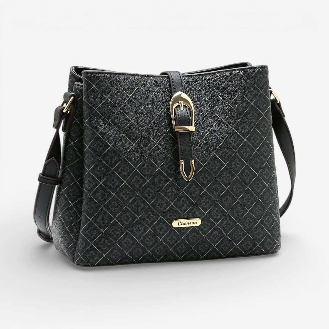 Bolsa Feminina Chenson Transversal Elemento Gráfico Preta