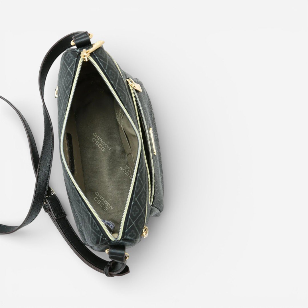 Bolsa Feminina Chenson Transversal Elemento Gráfico Preta Preto 4