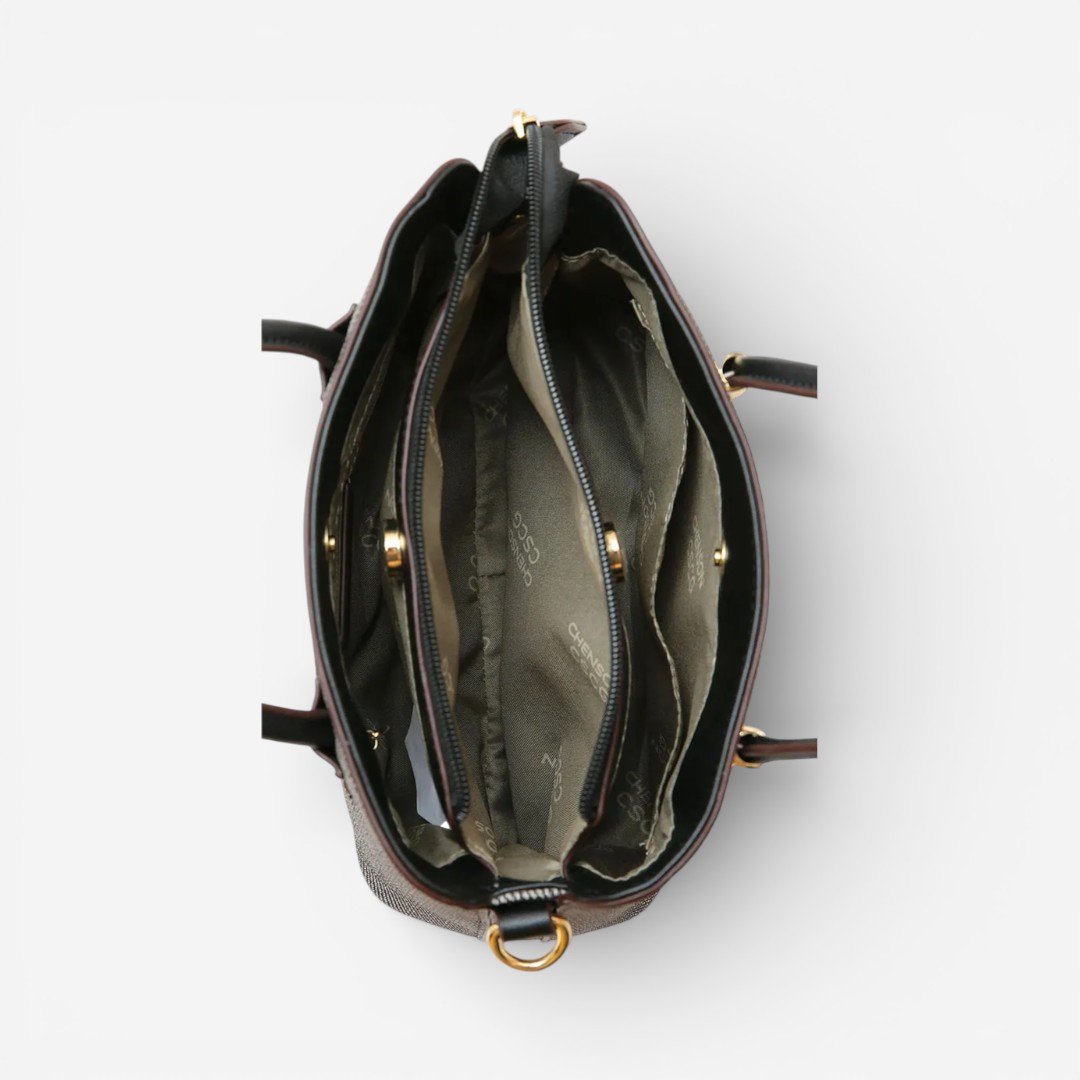 Bolsa Feminina Chenson Mão Clássico Chic Preta Cinza 3