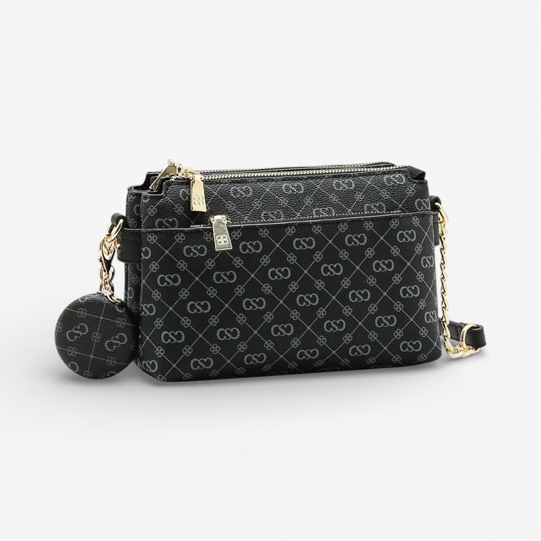 Bolsa Feminina Chenson Transversal Monograma Elegance Preta