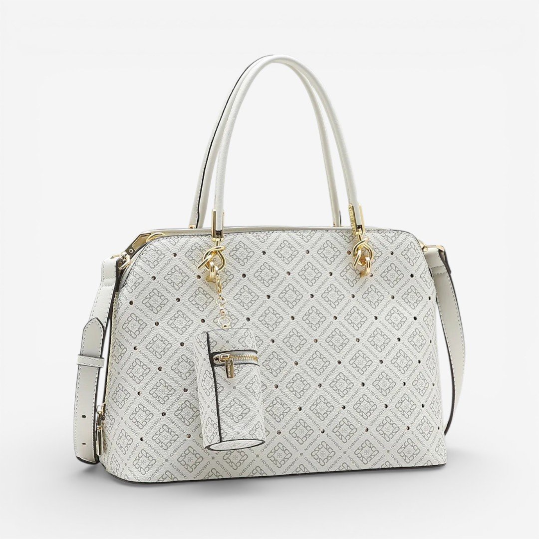 Bolsa Feminina Chenson Mão Monograma Luxo Off White