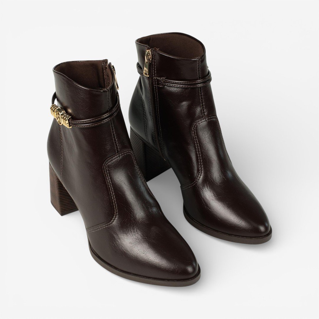 Bota Dakota Cano Curto Salto Bloco Café Café 2