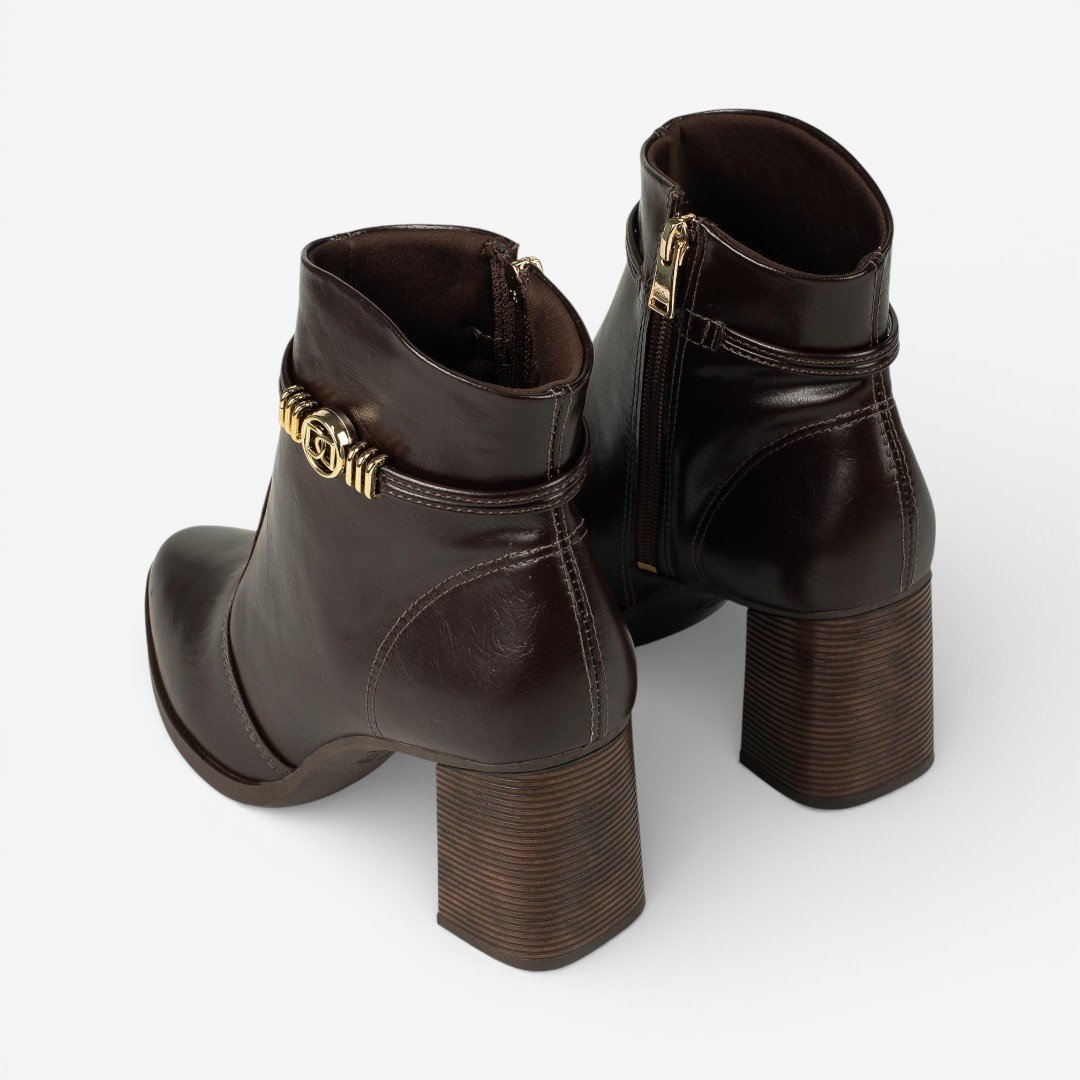 Bota Dakota Cano Curto Salto Bloco Café Café 3