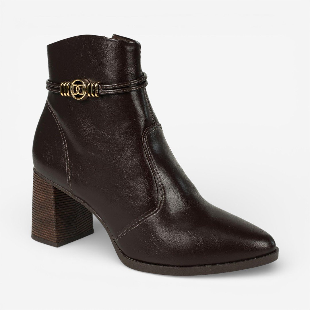 Bota Dakota Cano Curto Salto Bloco Café Café 6
