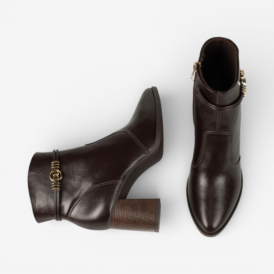 Bota Dakota Cano Curto Salto Bloco Café Café 7