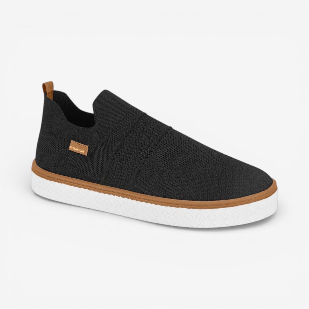 Tênis Moleca Slip On Casual Knit Preto