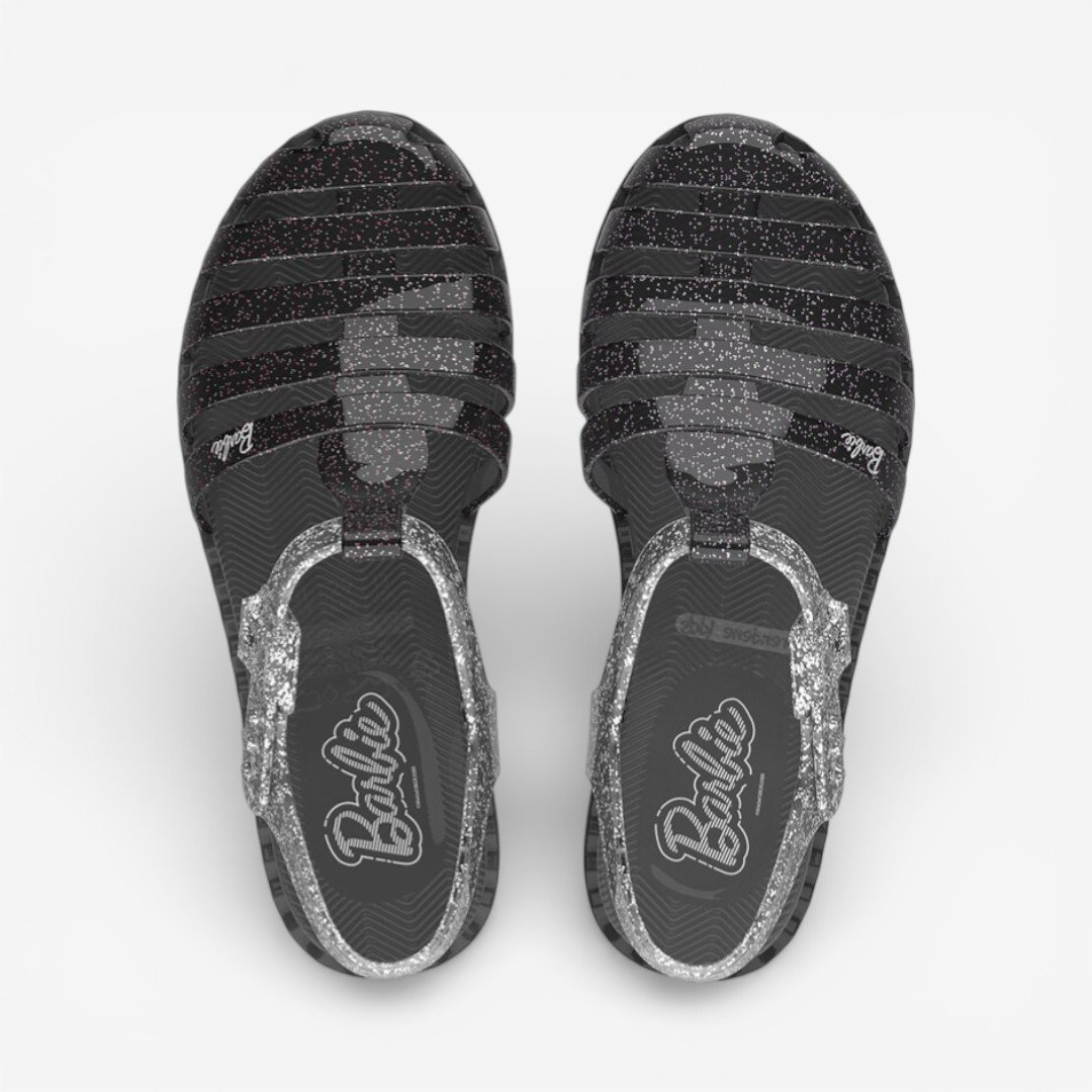 Sandália Infantil Cinza Glitter Barbie Duo Grendene Kids Preto 3