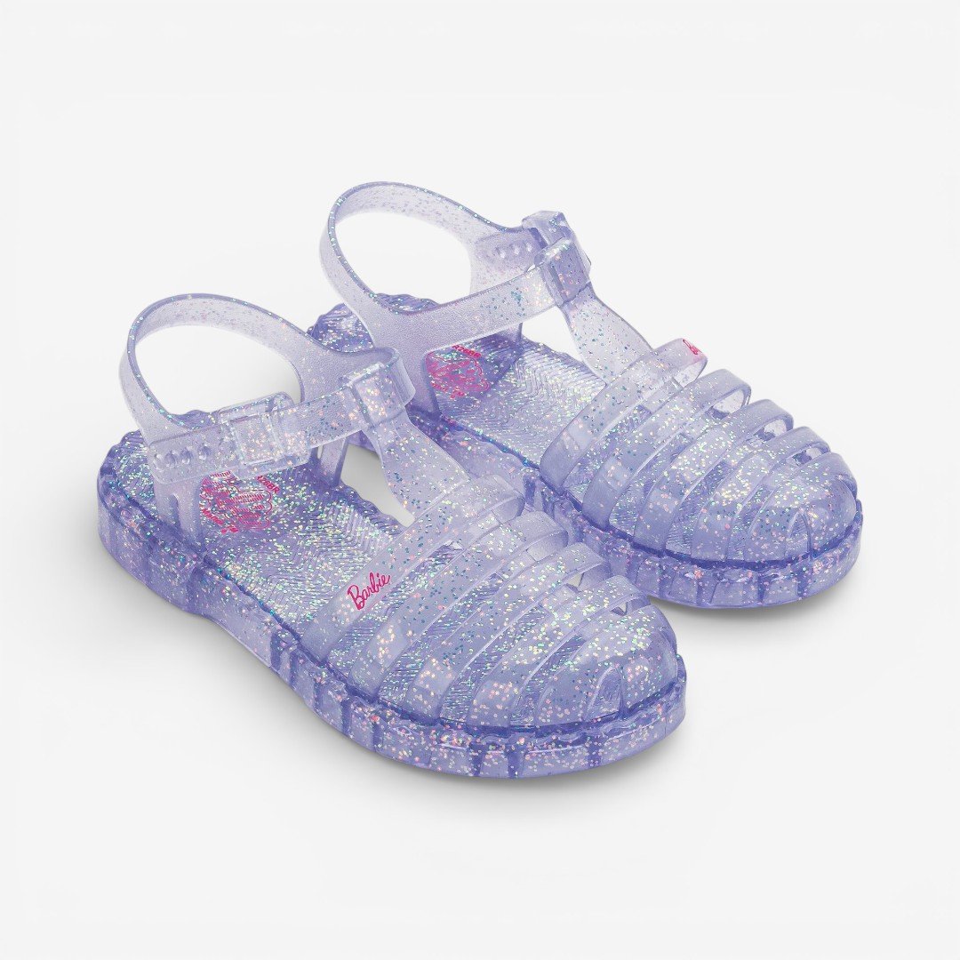 Sandália Infantil Vidro Glitter Barbie Duo Grendene Kids Roxo 2