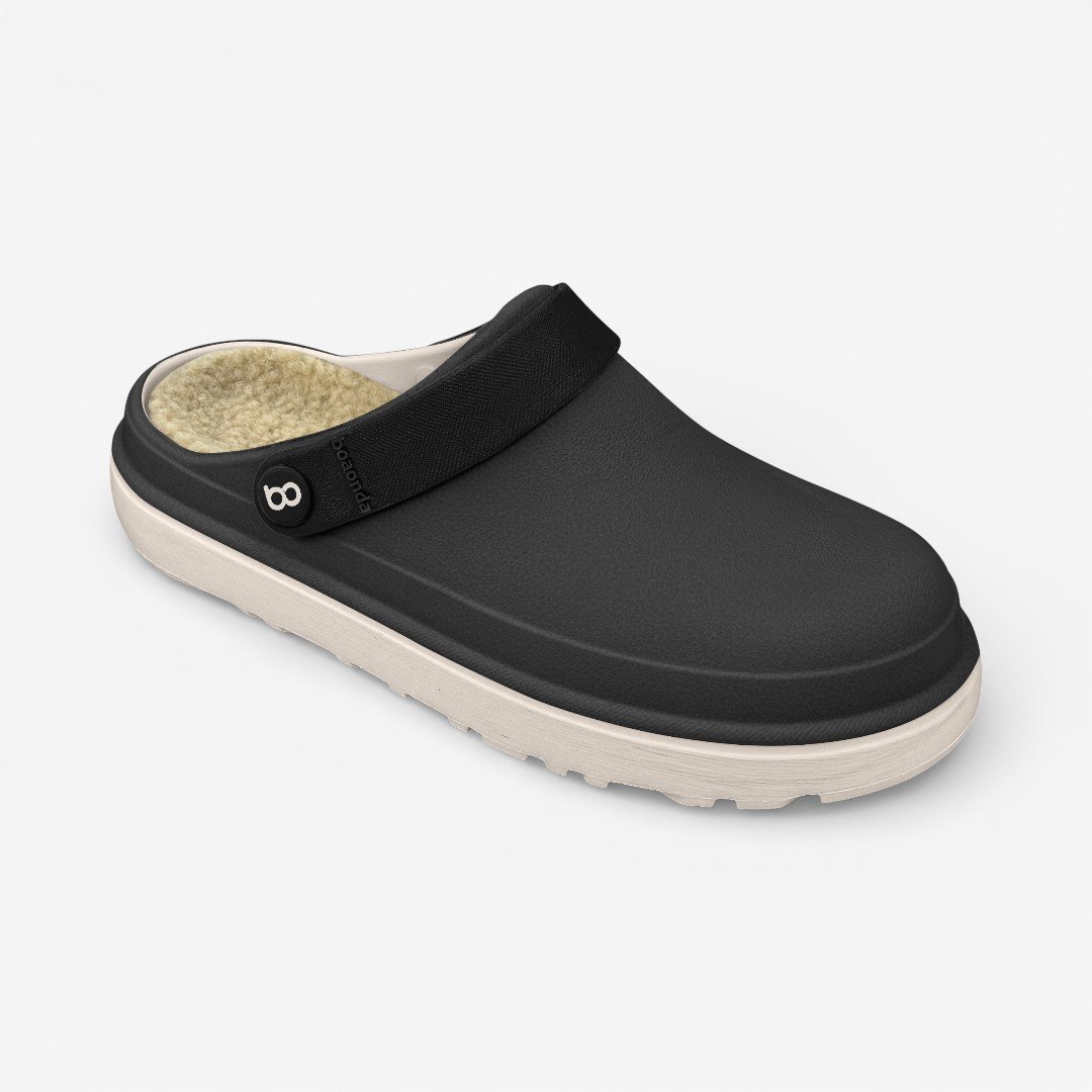 Babuche Boa Onda Cloe Feminina Com Pelo Preto