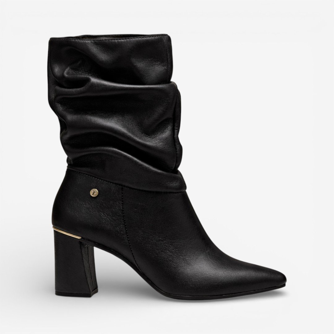 Bota Tanara Slouchy Em Couro Preto