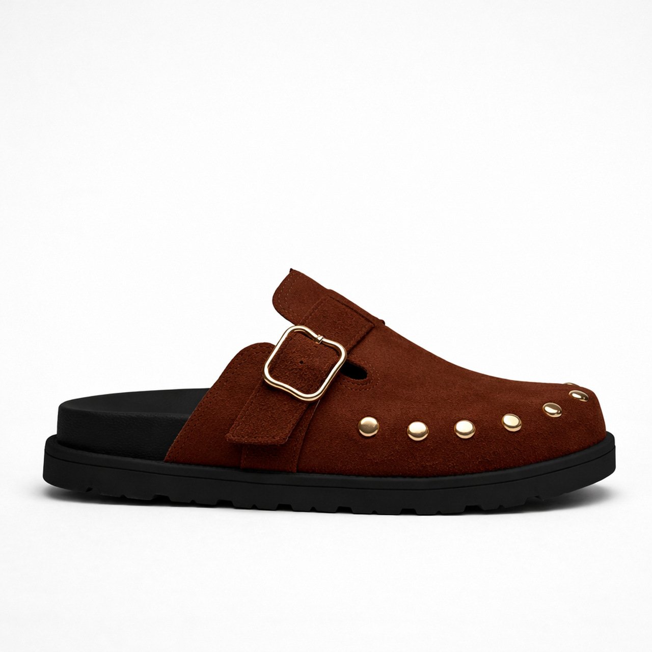 Tamanco Clog Tanara Em Couro Camurça Marrom