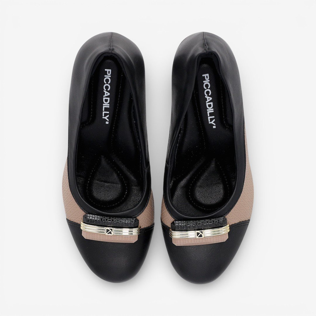 Sapato Piccadilly Salto Bloco Preto com Bege Preto/Bege 3