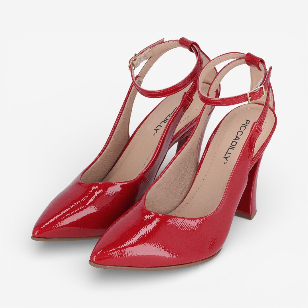 Scarpin Piccadilly Salto Alto Verniz Vermelho Vermelho 2