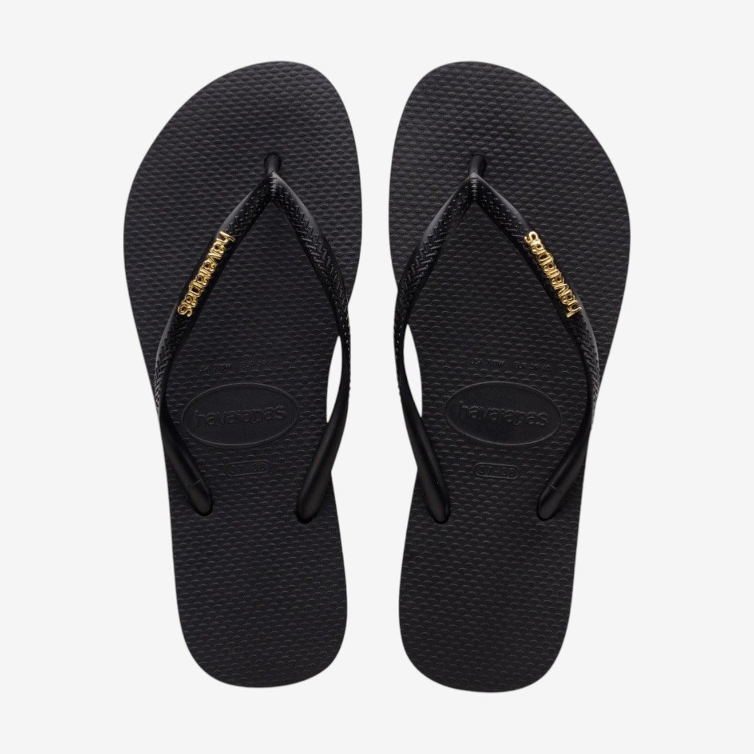 Chinelo Havaianas Slim Logo Metallic Preto