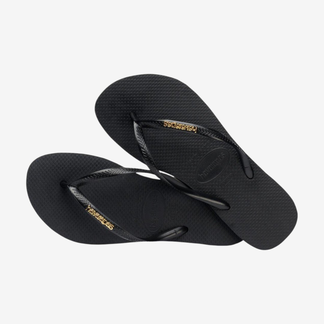 Chinelo Havaianas Slim Logo Metallic Preto Preto 4
